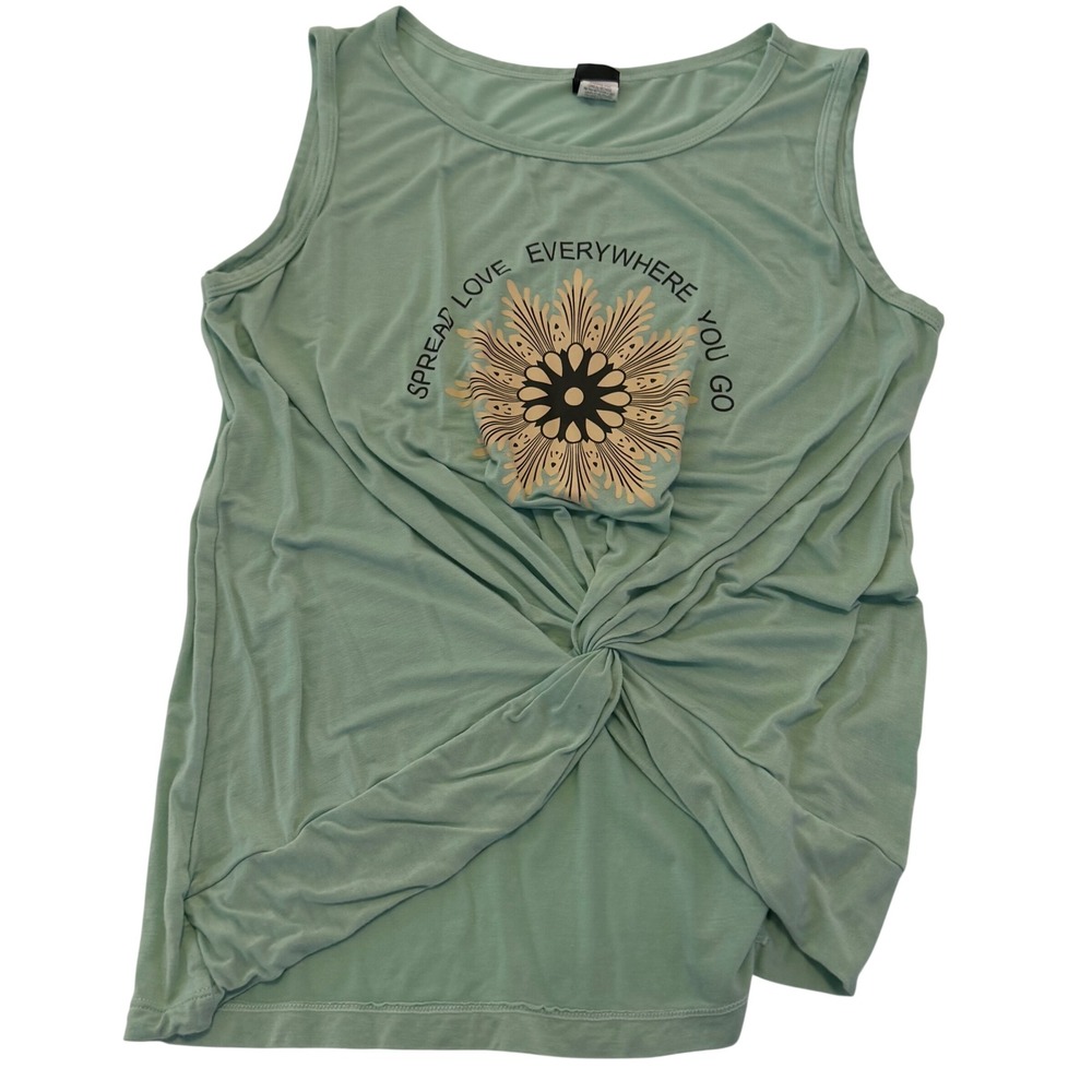 Electric Yoga Spread Love Everywhere You Go Twist Front Tank Top Sage Green S
